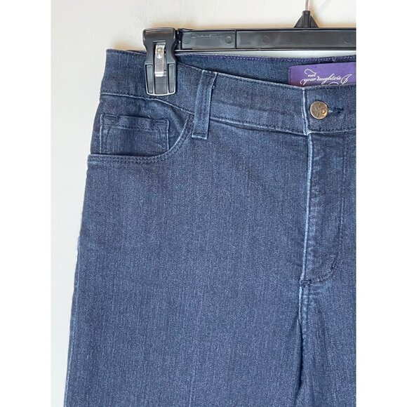 NYDJ Straight Leg Mid Rise Dark Wash Jeans With‎ Jeweled Back Pockets Size 8 - Picture 4 of 12